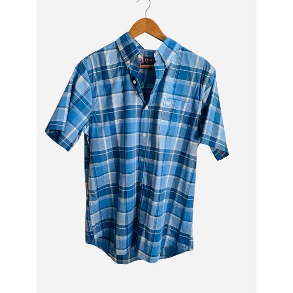 Chaps Men’s Blue Plaid Short Sleeve Button-Down Shirt – Size L NWT - Picture 8 of 12